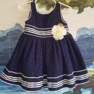 Blue Spring Cotton Eyelet Dress